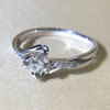 LASAMERO 0.117CT Certified Rose shape Ring Accents 18k Gold Real Diamond Wedding Ring Engagement Ring