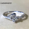 LASAMERO 0.117CT Certified Rose shape Ring Accents 18k Gold Real Diamond Wedding Ring Engagement Ring