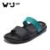 W.J 2017 New Summer Cool Water Genuine Leather Flip Flops Men High quality Soft Massage Beach Slippers,Fashion Man Casual Shoes