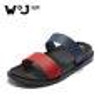 W.J 2017 New Summer Cool Water Genuine Leather Flip Flops Men High quality Soft Massage Beach Slippers,Fashion Man Casual Shoes