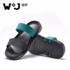 W.J 2017 New Summer Cool Water Genuine Leather Flip Flops Men High quality Soft Massage Beach Slippers,Fashion Man Casual Shoes