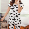 2017 Cute pajamas sets with Cartoon printed women pajama sets summer short sleeve Loungewear sexy Pyamas hot selling