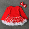 2017 Cute Christmas Girls Dress Santa Claus Tutu Red Dress Long Sleeve Girl Dress Children Clothing Wedding Party Girls Clothes
