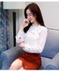 2018 new bow neck women's clothing spring long-sleeved chiffon women blouse shirt solid purple formal women tops blusas D304 30