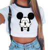 2018 New Blusas Femininas Women Blouse Shirt Crop Top Harajuku Short Sleeve O-neck Rose Print Tee Tops Brand Casual Blouses