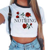 2018 New Blusas Femininas Women Blouse Shirt Crop Top Harajuku Short Sleeve O-neck Rose Print Tee Tops Brand Casual Blouses