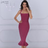 2018 New Bandage Dress Sexy Women Party Dress Khaki Wine Red Bodycon Dress Halter Fishtail Midi Club Backless summer Dresses