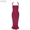 2018 New Bandage Dress Sexy Women Party Dress Khaki Wine Red Bodycon Dress Halter Fishtail Midi Club Backless summer Dresses