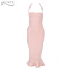 2018 New Bandage Dress Sexy Women Party Dress Khaki Wine Red Bodycon Dress Halter Fishtail Midi Club Backless summer Dresses