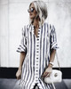 2018 New arrivals fashion women striped dress casual half sleeve ruffle loose dress women button shirt dress vestidos