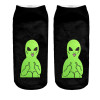 2018 New arrival Women Low Cut Ankle Socks Funny Aliens 3D Printing Sock Cotton Hosiery Printed Sock