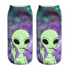 2018 New arrival Women Low Cut Ankle Socks Funny Aliens 3D Printing Sock Cotton Hosiery Printed Sock