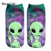 2018 New arrival Women Low Cut Ankle Socks Funny Aliens 3D Printing Sock Cotton Hosiery Printed Sock
