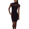 Autumn High Neck Hollow Out Evening Party Mini Dress Sexy Short Sleeve Women Bodycon Bandage Dresses