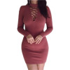Autumn Dress Knitting 2018 Women Dresses Zipper O-neck Sexy Knitted Dress Long Sleeve Bodycon Sheath Pack Hip Dress GV090