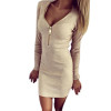 Autumn Dress Knitting 2018 Women Dresses Zipper O-neck Sexy Knitted Dress Long Sleeve Bodycon Sheath Pack Hip Dress GV090