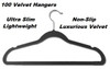 100 Black Space Saving Velvet Coat Hangers