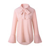 2018 Woman Shirt Office Lady Elegant Flare Long Sleeve Blouse Women Chiffon Blouse shirt Casual Bow Tied Neck Blouse Solid Tops