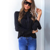 2018 Woman Shirt Office Lady Elegant Flare Long Sleeve Blouse Women Chiffon Blouse shirt Casual Bow Tied Neck Blouse Solid Tops