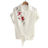 2018 Top Summer Women Casual Tops Short Sleeve Embroidery White Top Blouses Shirts Sexy Kimono Loose Beach Shirt Blusas Feminina