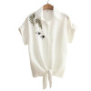 2018 Top Summer Women Casual Tops Short Sleeve Embroidery White Top Blouses Shirts Sexy Kimono Loose Beach Shirt Blusas Feminina