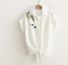 2018 Top Summer Women Casual Tops Short Sleeve Embroidery White Top Blouses Shirts Sexy Kimono Loose Beach Shirt Blusas Feminina