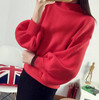 2018 Spring Autumn Winter Women Sweater Fashion Turtleneck Lantern Sleeves Pullovers Loose Knitted Sweaters Female Jumper Top S7 2018 Spring Autumn Winter Women Sweater Fashion Turtleneck Lantern Sleeves Pullovers Loose Knitted Sweaters Female Jumper Top S7