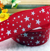 Free Shipping 1" (25mm) width, star printed navy blue ribbon Polyester Grosgrain ribbon, DIY hairbow accessories, gift package