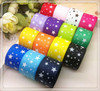 Free Shipping 1" (25mm) width, star printed navy blue ribbon Polyester Grosgrain ribbon, DIY hairbow accessories, gift package