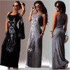 Rogi Summer Casual Cat Print Boho Long Maxi Beach Dress Party Bodycon Dresses Sundress Ladies Party Dress Robe Vestidos Mujer XL
