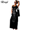 Rogi Summer Casual Cat Print Boho Long Maxi Beach Dress Party Bodycon Dresses Sundress Ladies Party Dress Robe Vestidos Mujer XL