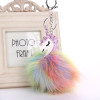 Lensple Colorful Fluffy Unicorn Pompom Faux Rabbit Fur Key Bag Chain Bag Ring Best Gifts For Girl Ladies