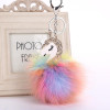 Lensple Colorful Fluffy Unicorn Pompom Faux Rabbit Fur Key Bag Chain Bag Ring Best Gifts For Girl Ladies
