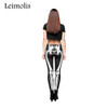 Leimolis 3D print retro bones black skeleton sexy women casual punk rock leggins adventure time fullprint pants Leggings