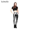 Leimolis 3D print retro bones black skeleton sexy women casual punk rock leggins adventure time fullprint pants Leggings