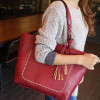 LEFUR Leather Tassel Handbags Women Shopper Totes Vintage Bags Retro Leather Tote Bag For Girl Ladies Shoulder Bag Winter Femme