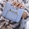 LEFTSIDE 2017 New Cute Cat Womens Small Short Wallets And Purses Tassel PU Leather Women Wallet I Clip Money Credit Card Holder