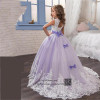 Girls Ball Gown Lace Pageant Dresses for Girls Glitz Holy Communion Dresses Bow Graduation Gowns Children Flower Girl Dress 2017
