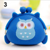 Girl's Cute Cartoon Owl Silicone Jelly Wallet Change Bag Keys Pouch Coin Purse BVNY