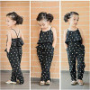 2016 Hot-Selling Baby Kids Girls One-piece Sleeveless Heart Dots Bib Playsuit Jumpsuit T-shirt Pants Outfit Clothes 2-7Y