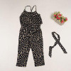 2016 Hot-Selling Baby Kids Girls One-piece Sleeveless Heart Dots Bib Playsuit Jumpsuit T-shirt Pants Outfit Clothes 2-7Y