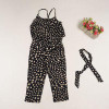 2016 Hot-Selling Baby Kids Girls One-piece Sleeveless Heart Dots Bib Playsuit Jumpsuit T-shirt Pants Outfit Clothes 2-7Y