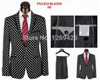 2016 hot sale high quality fashion brand Polka Dot men dress suits party suits wedding suits white black color( jacket+Pant+tie)