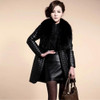 Autumn Winter Women Long Jacket Coats Fashion Faux PU Leather Winter Jackets Women Long Sleeve Artificial Fur Collar Coat Female