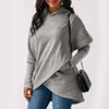 Autumn Winter Women Hooded Hoodies Long Sleeve Sweatshirt Asymmetric Hem Wrap Hoodie Casual Outwear Tops Pullovers JL