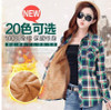 Autumn winter warm cotton long-sleeved thick velvet women's plaid shirt flannel office shirts 20 colors NS2357