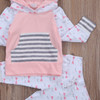 Autumn Winter Newborn Kid Baby Girl Clothes Striped Hoodies Sweatshirt Top +eyelash Long Pants Outfit