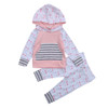 Autumn Winter Newborn Kid Baby Girl Clothes Striped Hoodies Sweatshirt Top +eyelash Long Pants Outfit