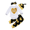 Autumn Winter Newborn Baby Kid Girl Little Sister Long Sleeve Romper + Floral Long Pants Hat 3PCS Outfits Set Clothes