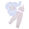 Autumn Winter Newborn Baby Kid Girl Little Sister Long Sleeve Romper + Floral Long Pants Hat 3PCS Outfits Set Clothes